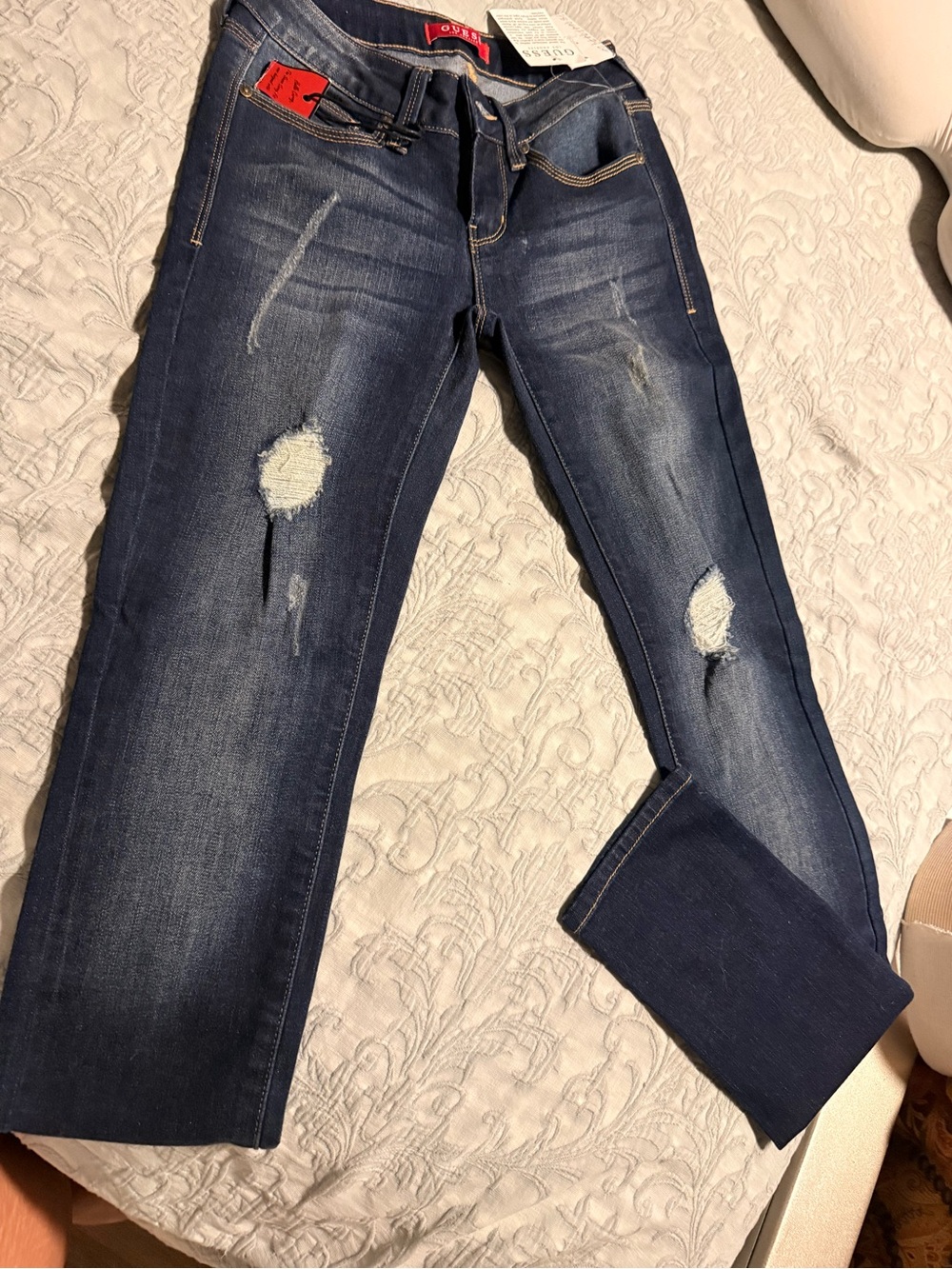 Guess youth Dark Blue Distressed Boot Cut Jeans